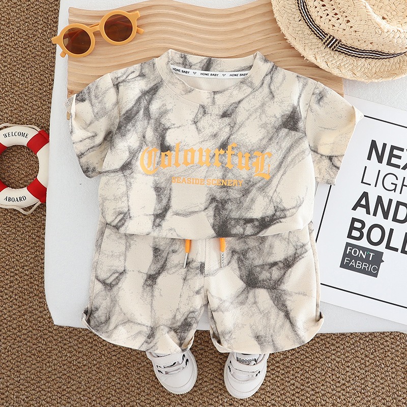 2pcs Toddler Boys Tie-Dye Short Sleeve & Shorts