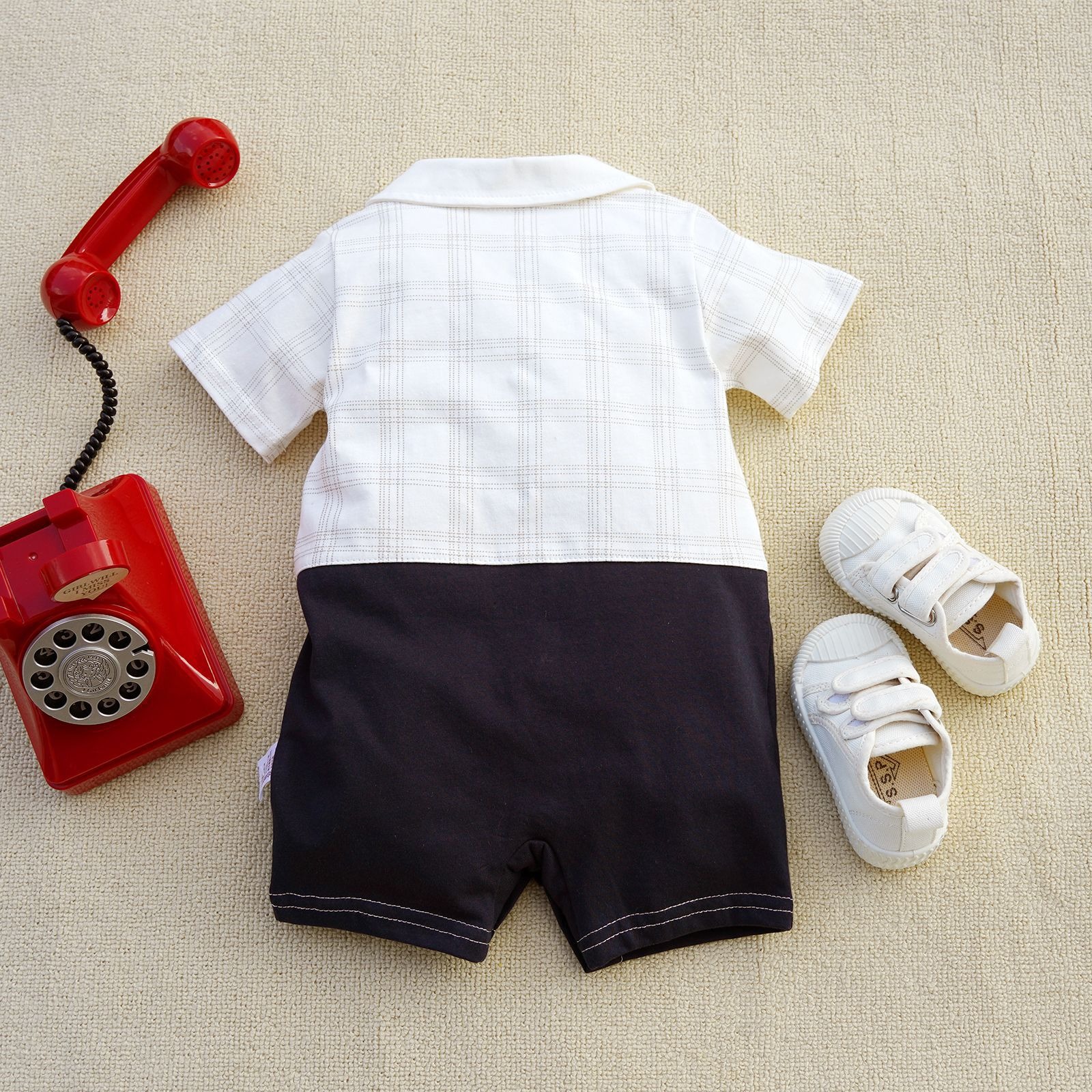 Baby Boy Checkered Bear Jumpsuits