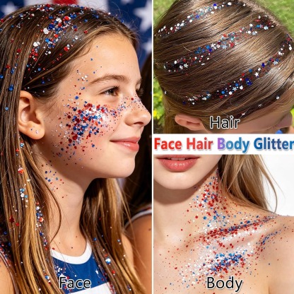 Patriotic Red, White & Blue Body Glitter Stick – Long-Lasting Festival Sparkle for Face, Hair & Body ✨🇺🇸