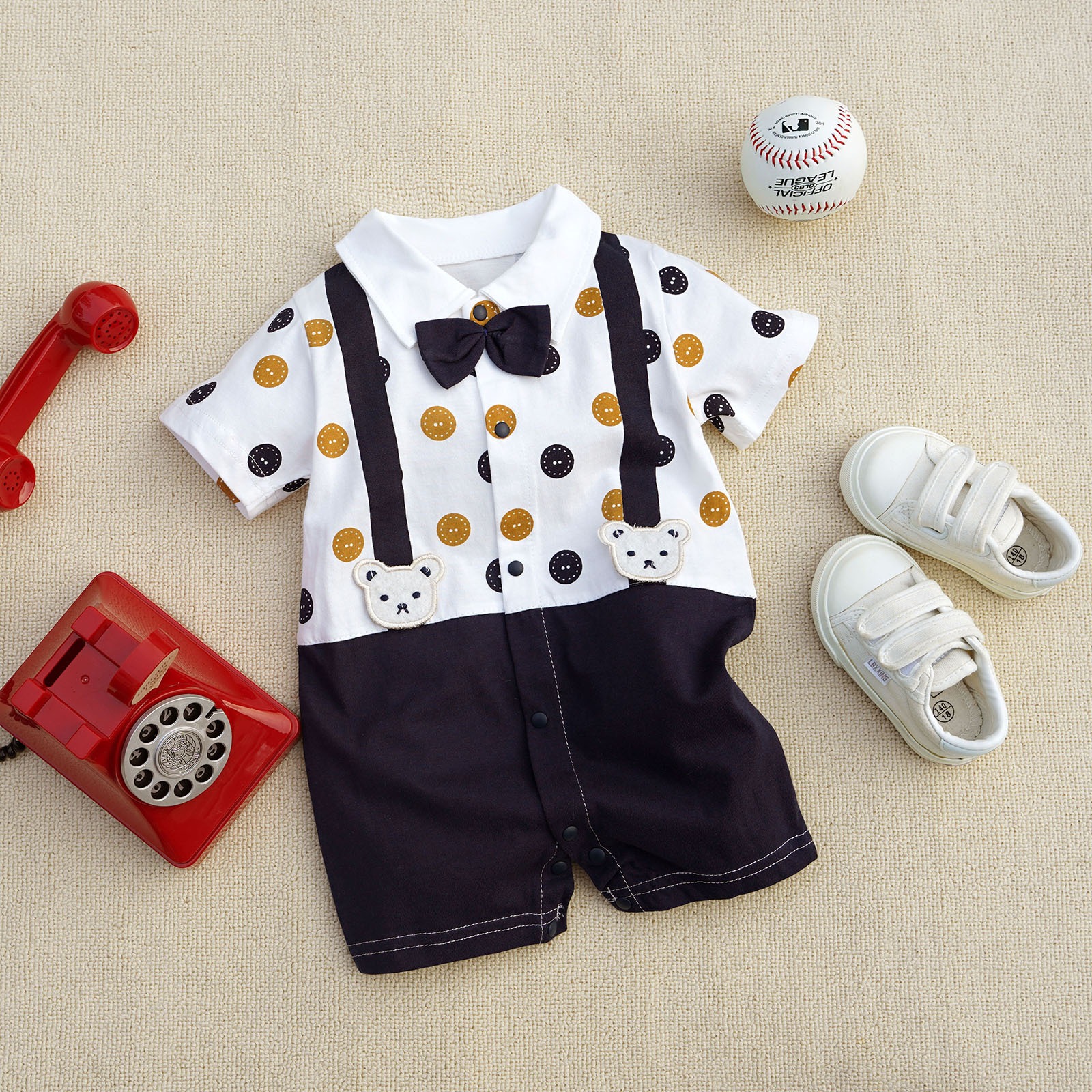 Baby Boy Bear Suspenders Jumpsuits