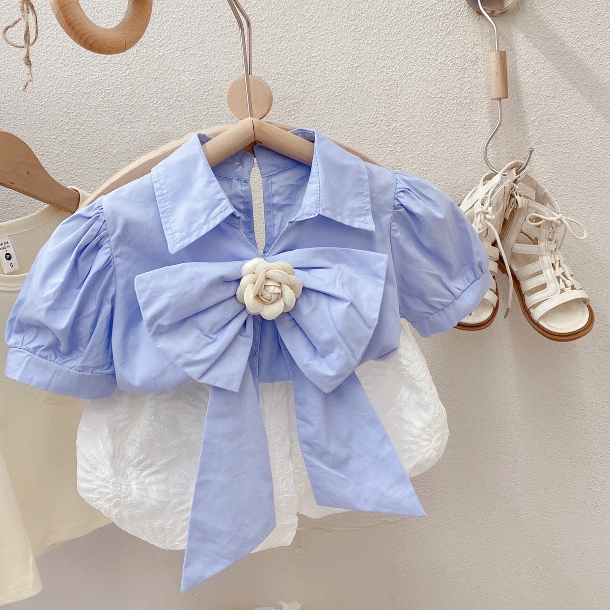 2pcs Toddler Girls Camellia Bow Tie & Bloomers