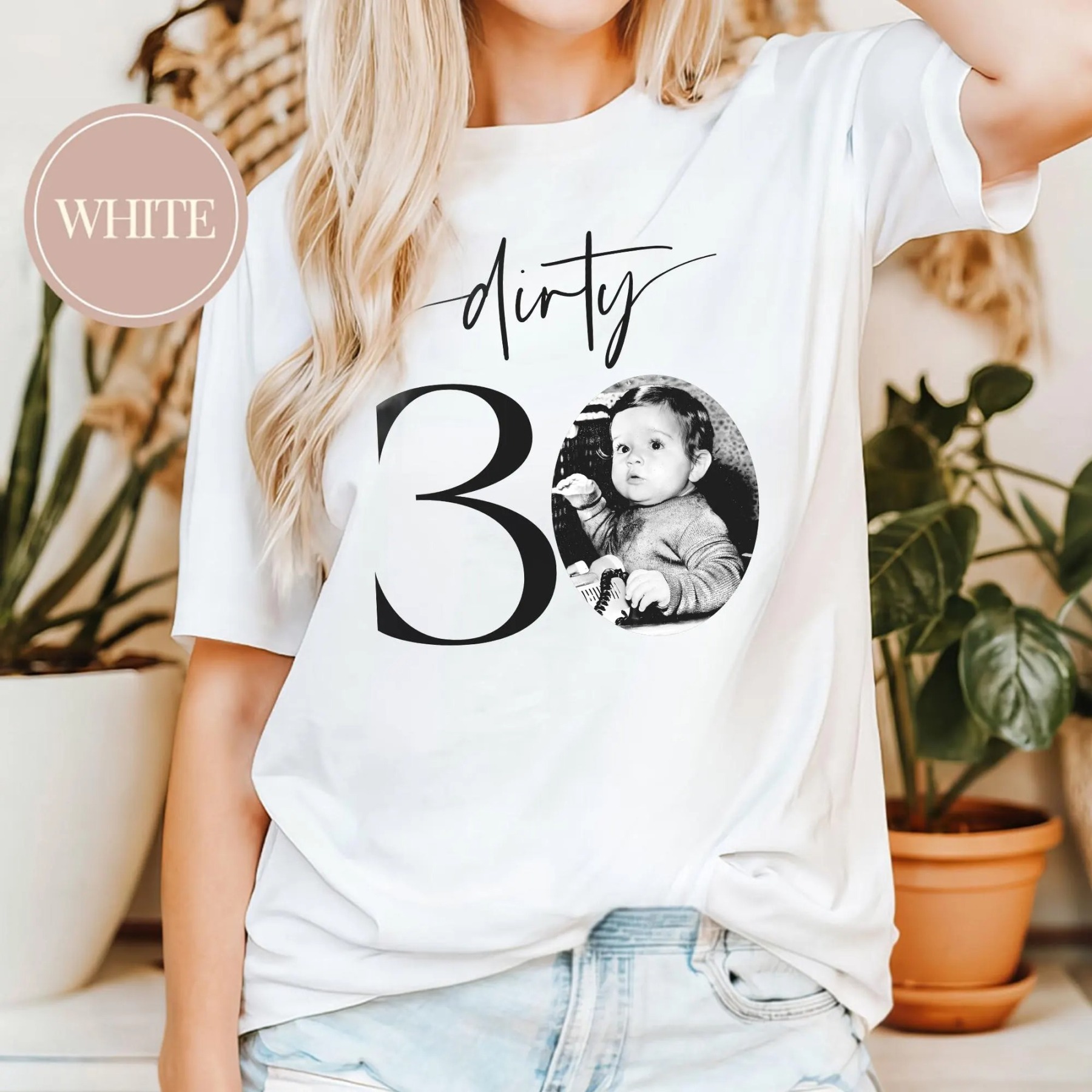Custom Birthday Number & Vintage Photo Photo T-Shirt
