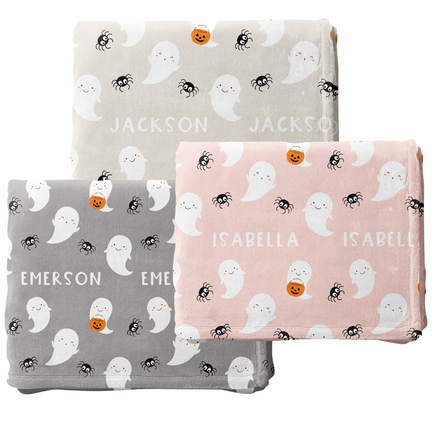 Ghost and Spider Halloween Name Blanket