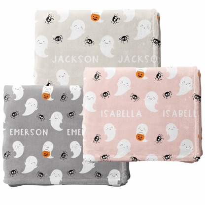 Ghost and Spider Halloween Name Blanket