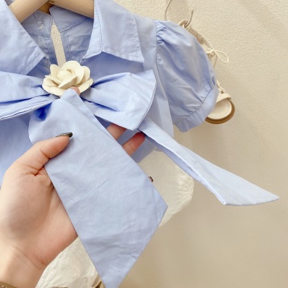 2pcs Toddler Girls Camellia Bow Tie & Bloomers