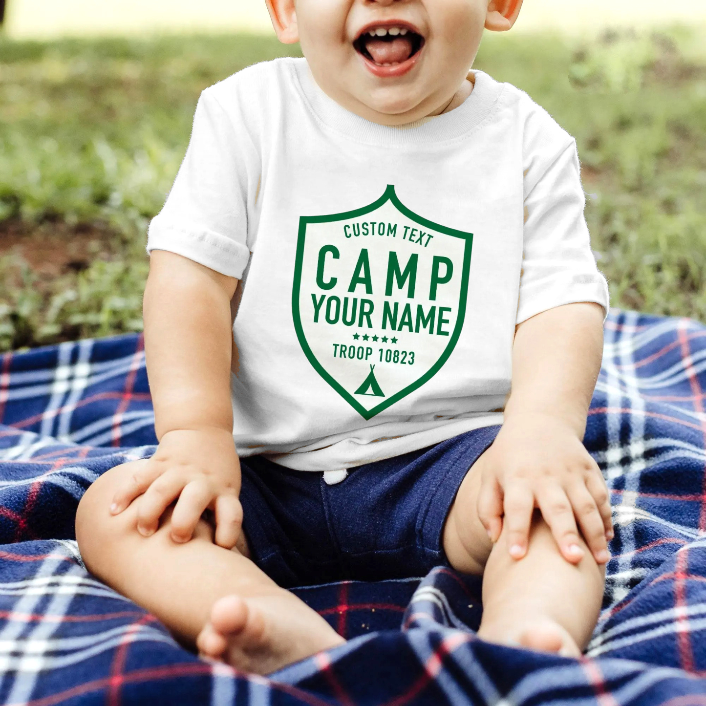 Custom Back to School T-Shirt - Camp Troop Badge