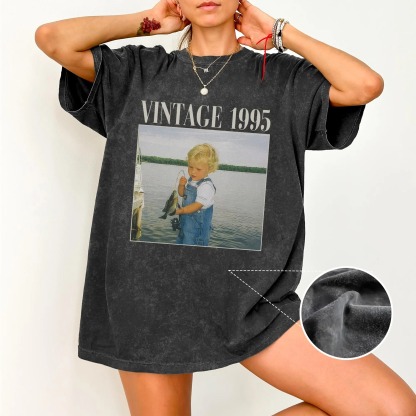 Custom Vintage Photo Birthday T-Shirt