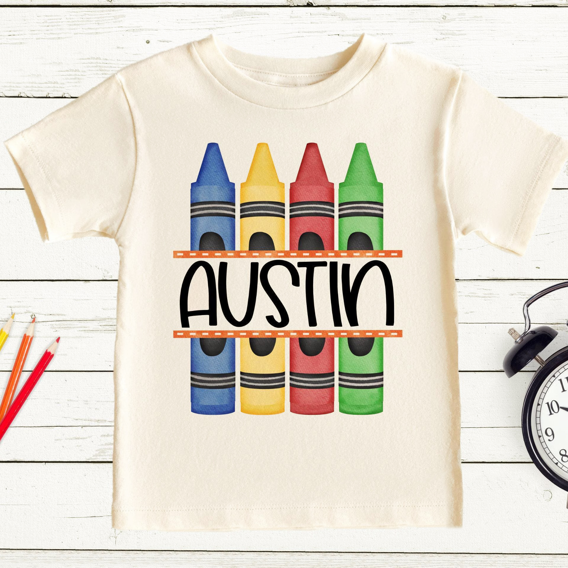 Custom Back to School T-Shirt - Crayon