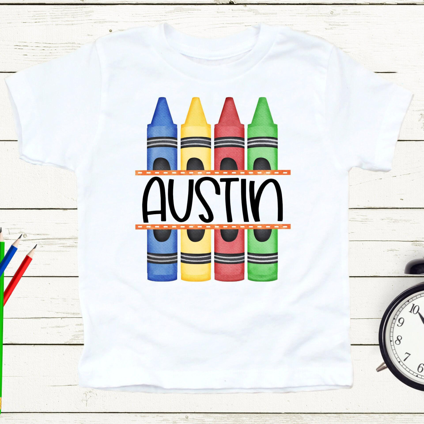 Custom Back to School T-Shirt - Crayon