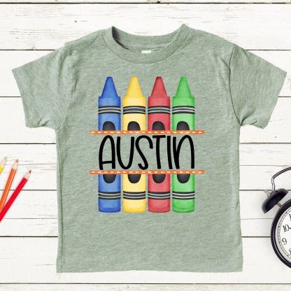 Custom Back to School T-Shirt - Crayon