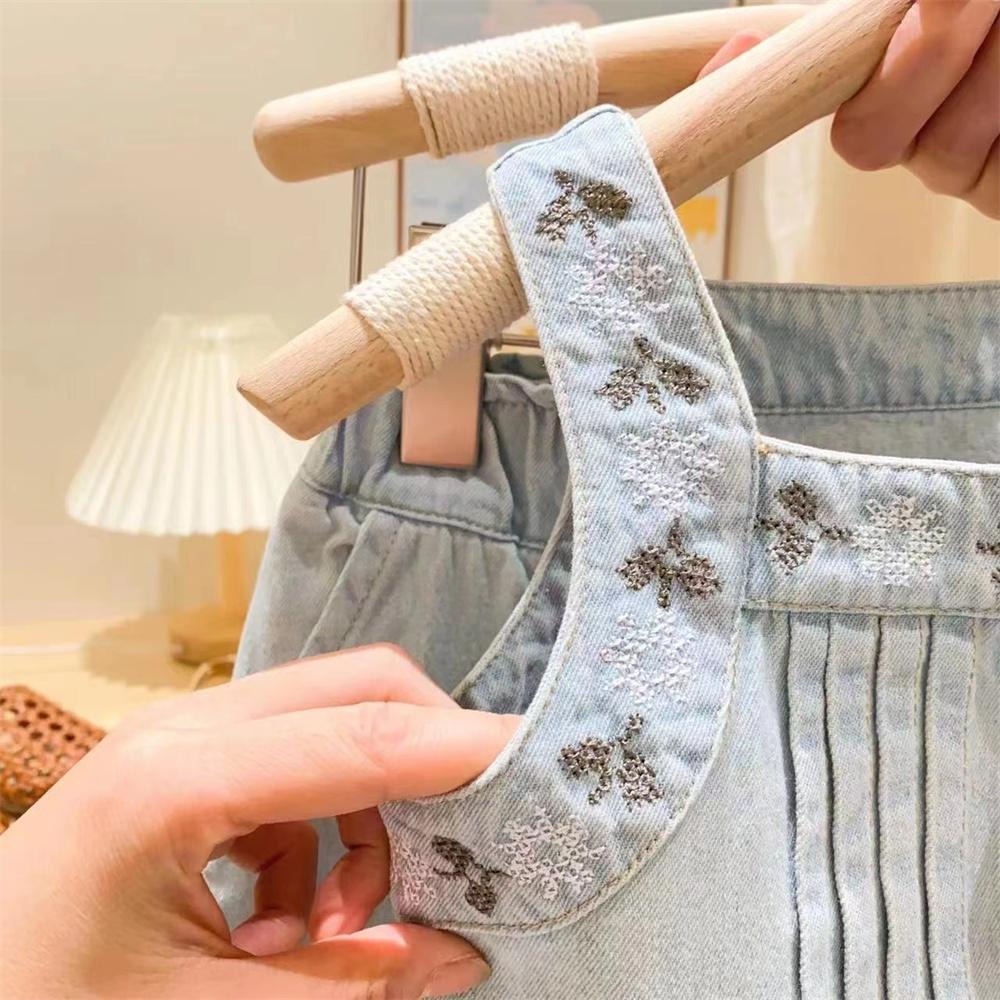 2pcs Toddler Girls Sleeveless Denim Vest & Wide-Leg Pants