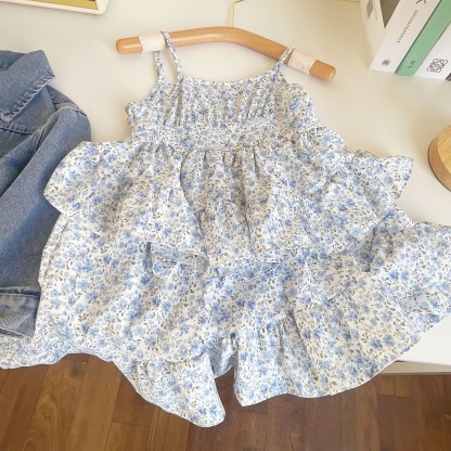 2pcs Toddler Girls Denim Jacket & Chiffon Slip Dress