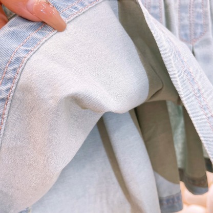 2pcs Toddler Girls Denim Sleeveless Top & Pleated Skirt