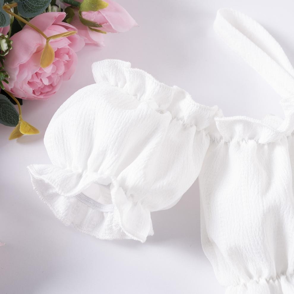 2pcs Toddler Girls Ruffle Puff Sleeve Top & High Waist Ruffle Hem Skirt