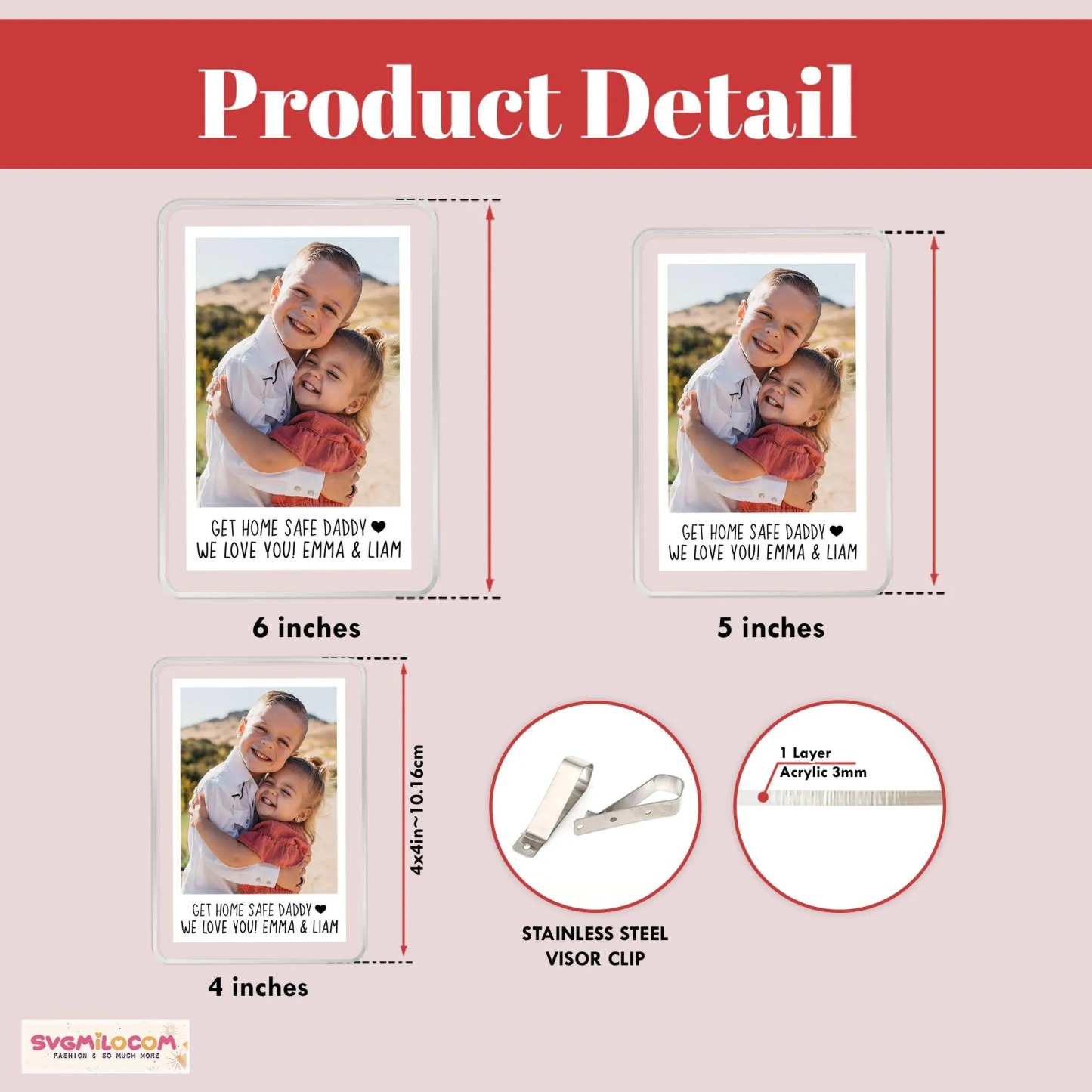Personalized Photo Car Visor Clip