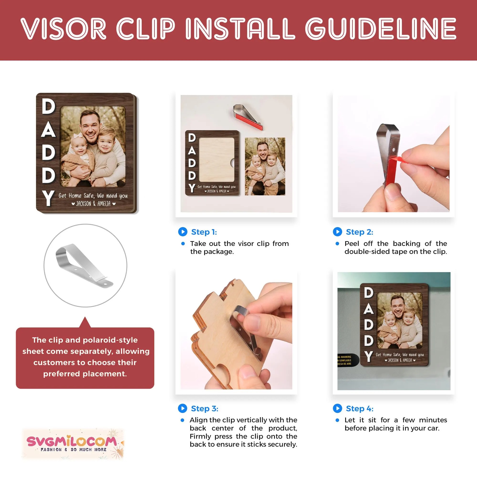 Personalized Photo Car Visor Clip