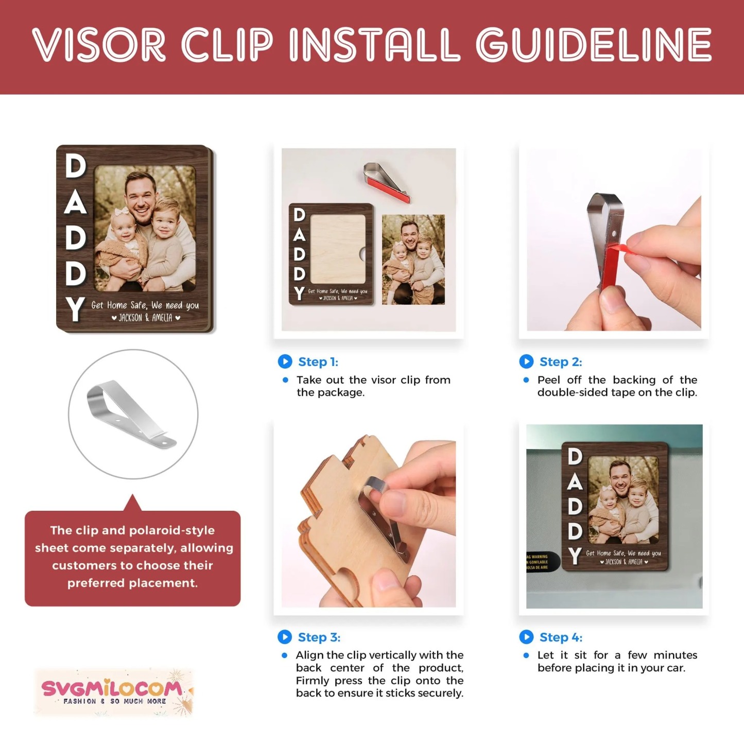 Personalized Photo Car Visor Clip