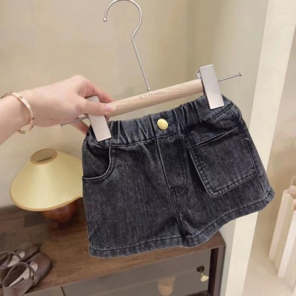 2pcs Baby Girl Striped Halter Top & Denim Shorts