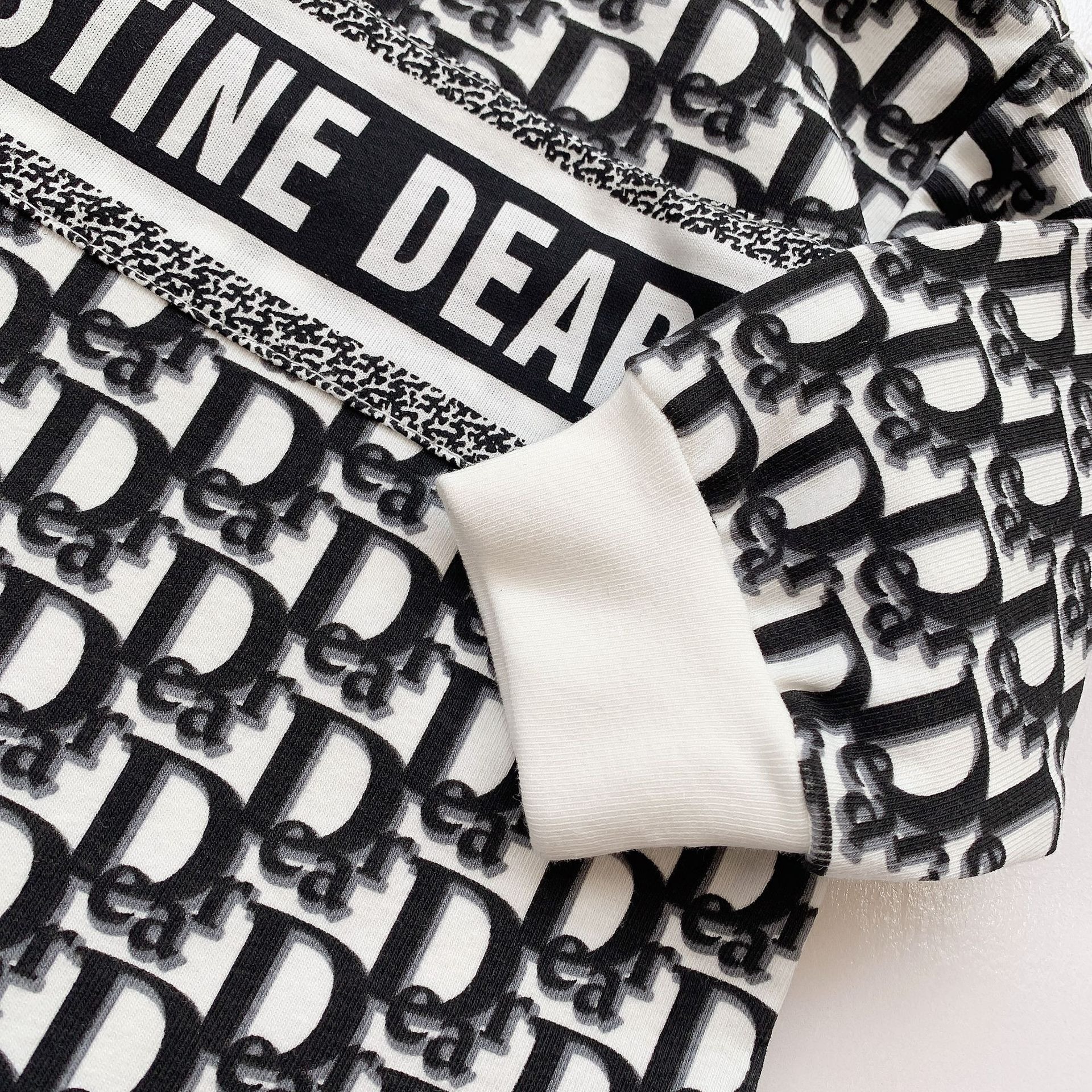 Baby Boy All-Over Letter Print Long-Sleeve Snap Jumpsuits