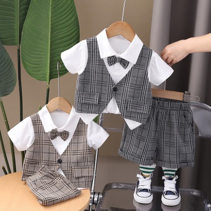 2pcs Toddler Boys Vest & Suit Short Sleeve Shorts