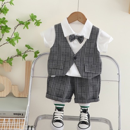 2pcs Toddler Boys Vest & Suit Short Sleeve Shorts