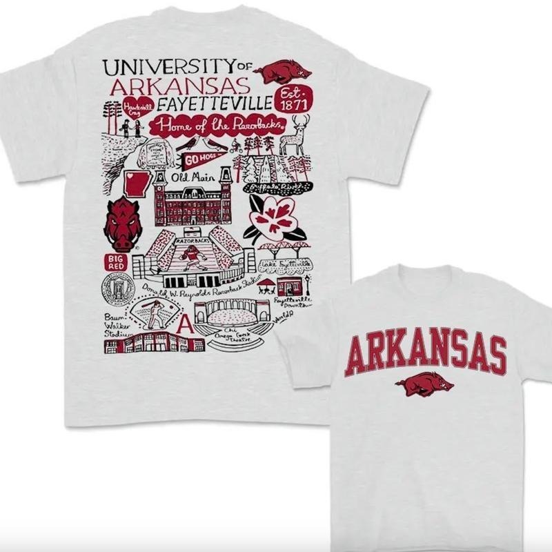 All Team College T-Shirt – Ash, Hand-Drawn University Impressions Artwork, Unisex Design
