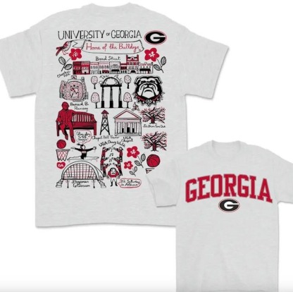 All Team College T-Shirt – Ash, Hand-Drawn University Impressions Artwork, Unisex Design