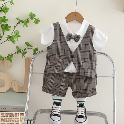 2pcs Toddler Boys Vest & Suit Short Sleeve Shorts