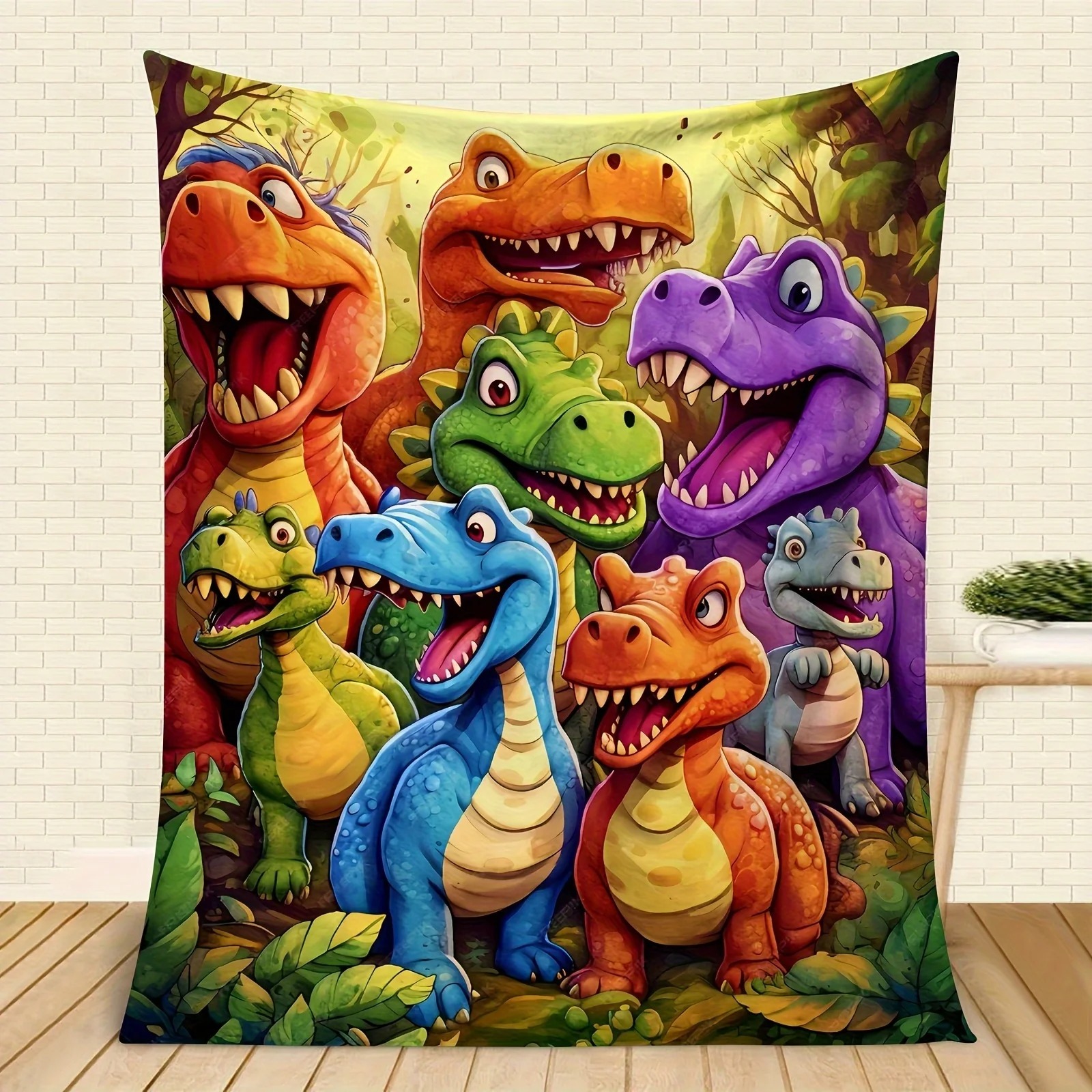 Smiling Dinosaurs Throw Blanket
