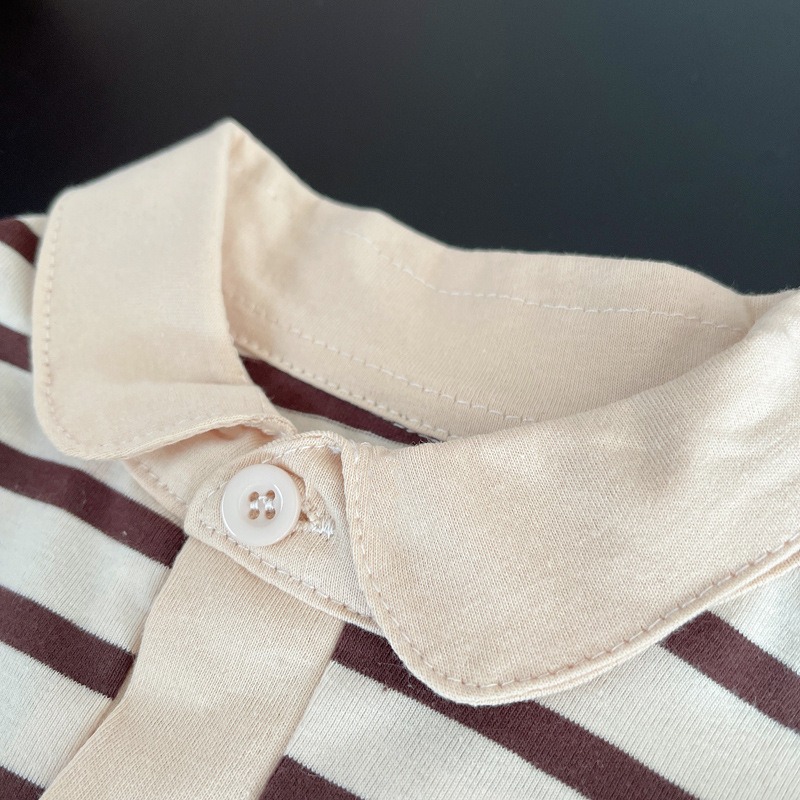 2pcs Toddler Boys Stripe Placket Short Sleeve Shirt & Pants