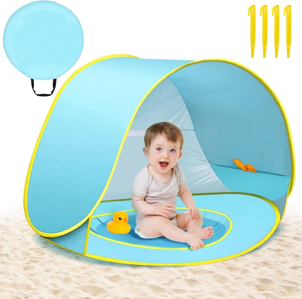 Portable Pop-Up Beach Tent – Automatic UV50+ Sun Shelter with Carry Bag for Family Travel & Outdoor Use