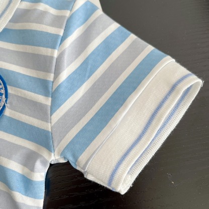 2pcs Toddler Boys Striped Short Sleeve & Shorts With Round Label Detail