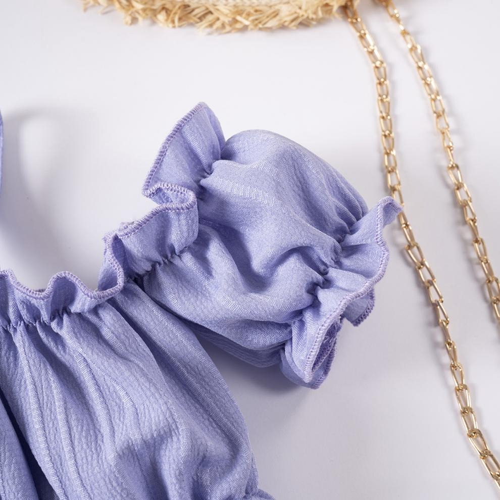 2pcs Toddler Girls Ruffle Puff Sleeve Top & High Waist Ruffle Hem Skirt