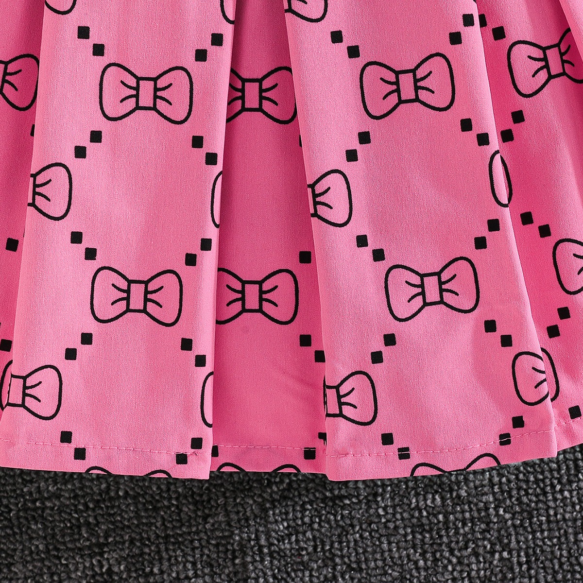 2pcs Toddler Girls Ruffle Sleeve Bow Blouse With Pleated Skirt