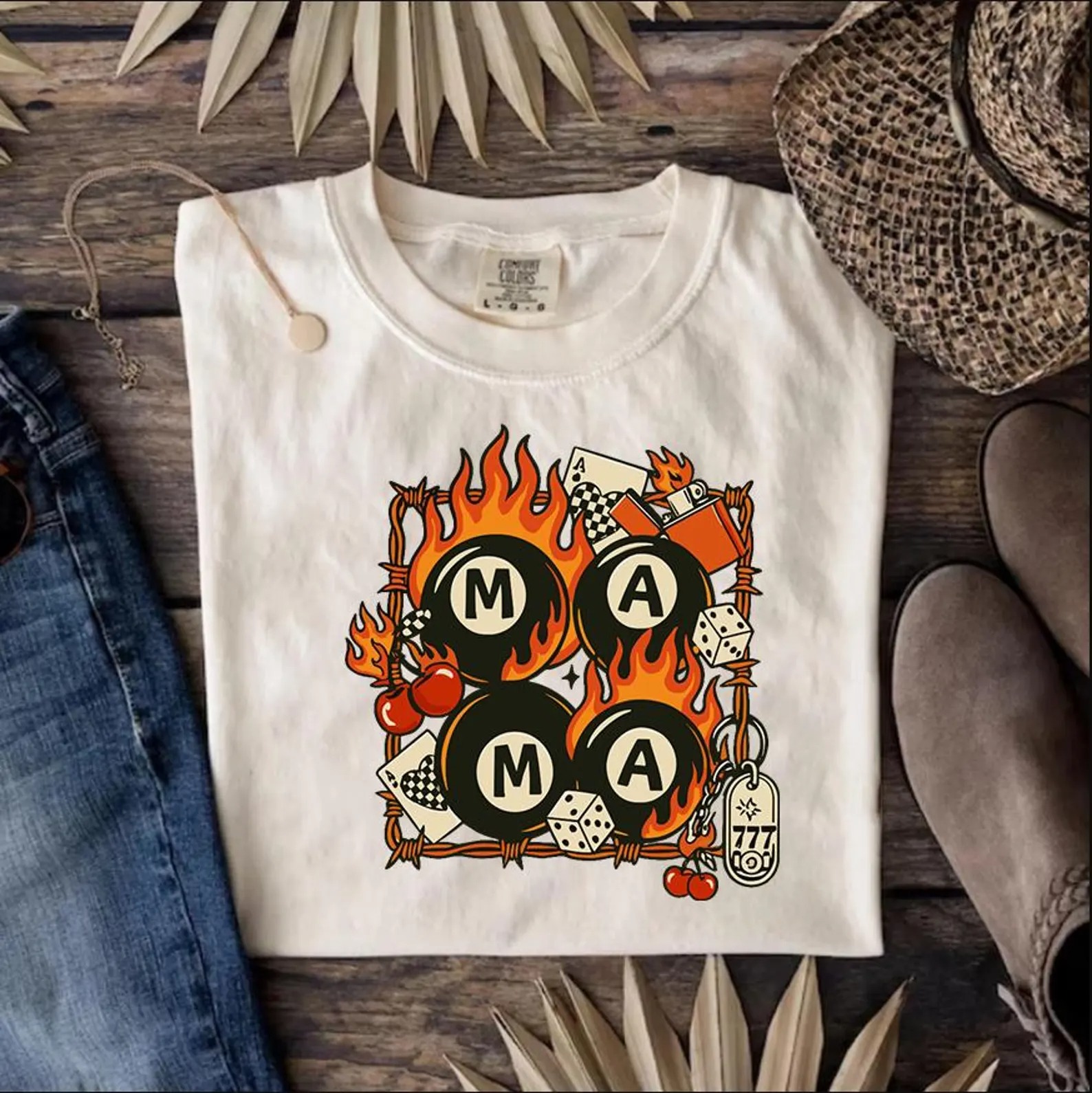Flamin Mama Vintage Shirt, vintage western graphic tees, western outfits women, women's graphic tees, western clothing, cowgirl outfits stuff, country concert outfits, western tops stuff clothes Casual Comfort