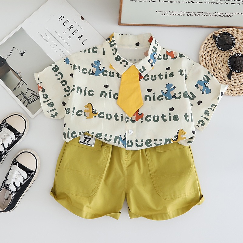 2pcs Toddler Boys Graphic Printed Short-Sleeve Shirt & Shorts