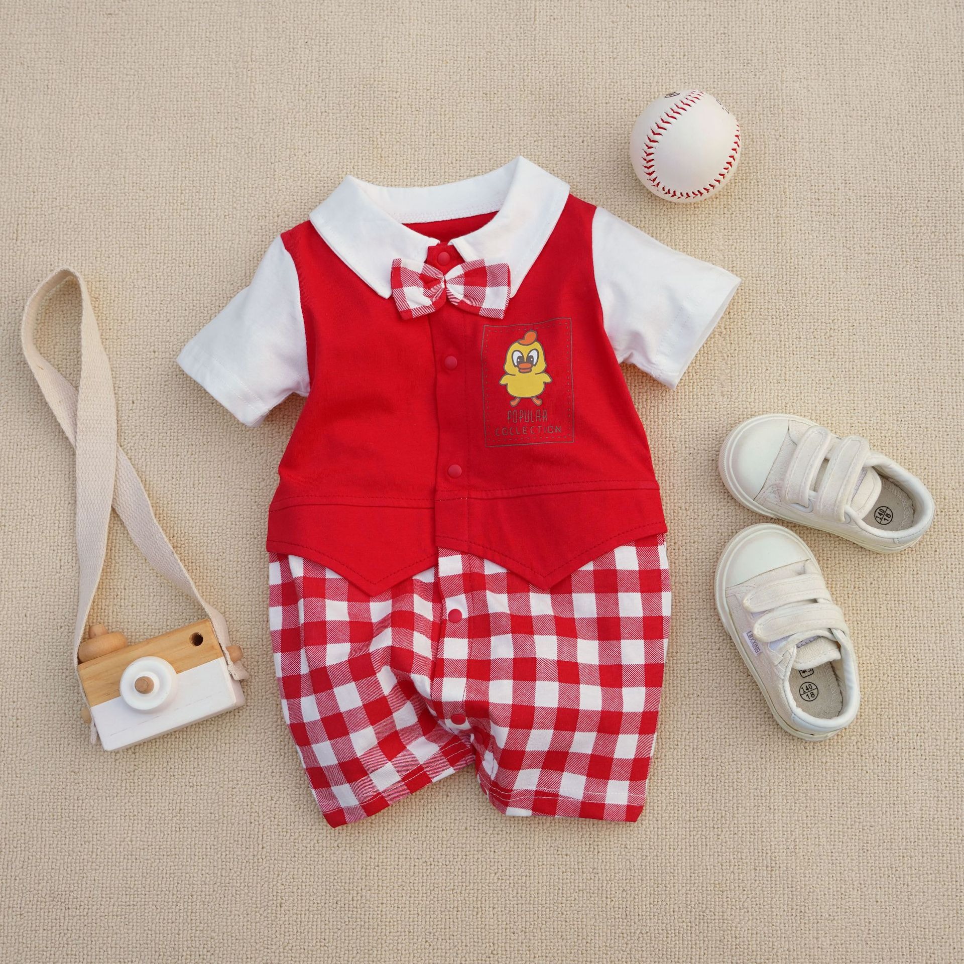 Baby Boy Duck Print Snap-Crotch Jumpsuits