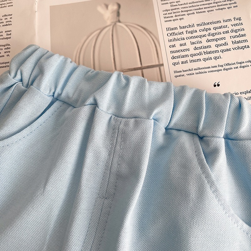 2pcs Toddler Boys Striped Short Sleeve & Shorts With Round Label Detail