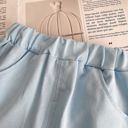 2pcs Toddler Boys Striped Short Sleeve & Shorts With Round Label Detail