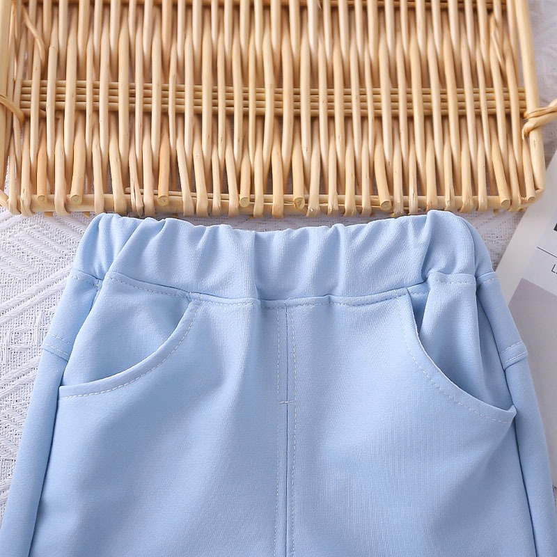 2pcs Toddler Boys Striped Polo Shirt With Round Logo & Shorts