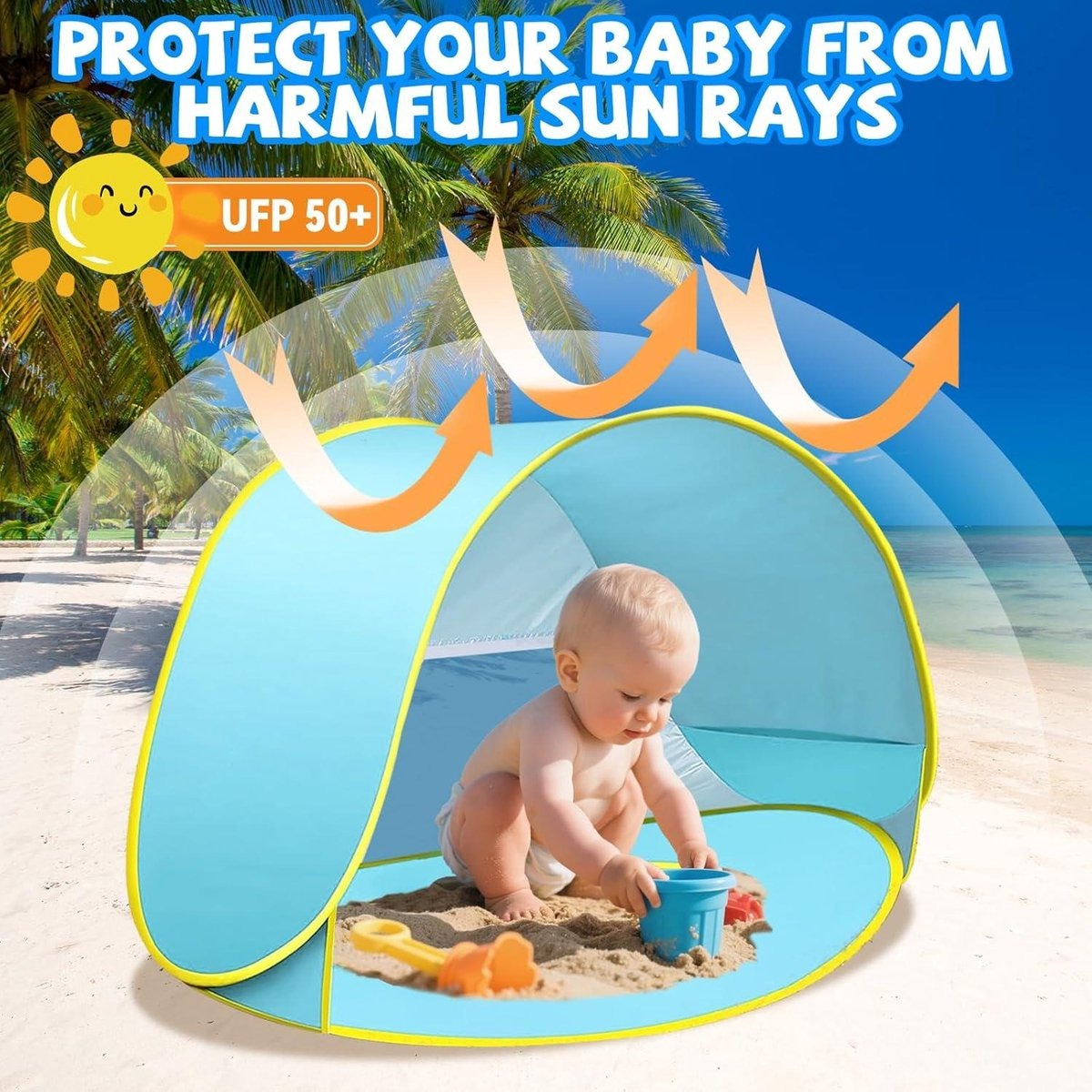 Portable Pop-Up Beach Tent – Automatic UV50+ Sun Shelter with Carry Bag for Family Travel & Outdoor Use