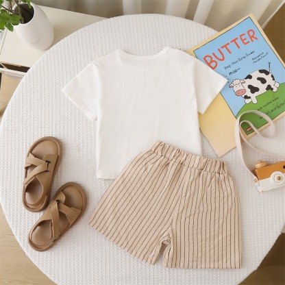 2pcs Toddler Boys Vertical Stripe Bowtie Vest & Shorts