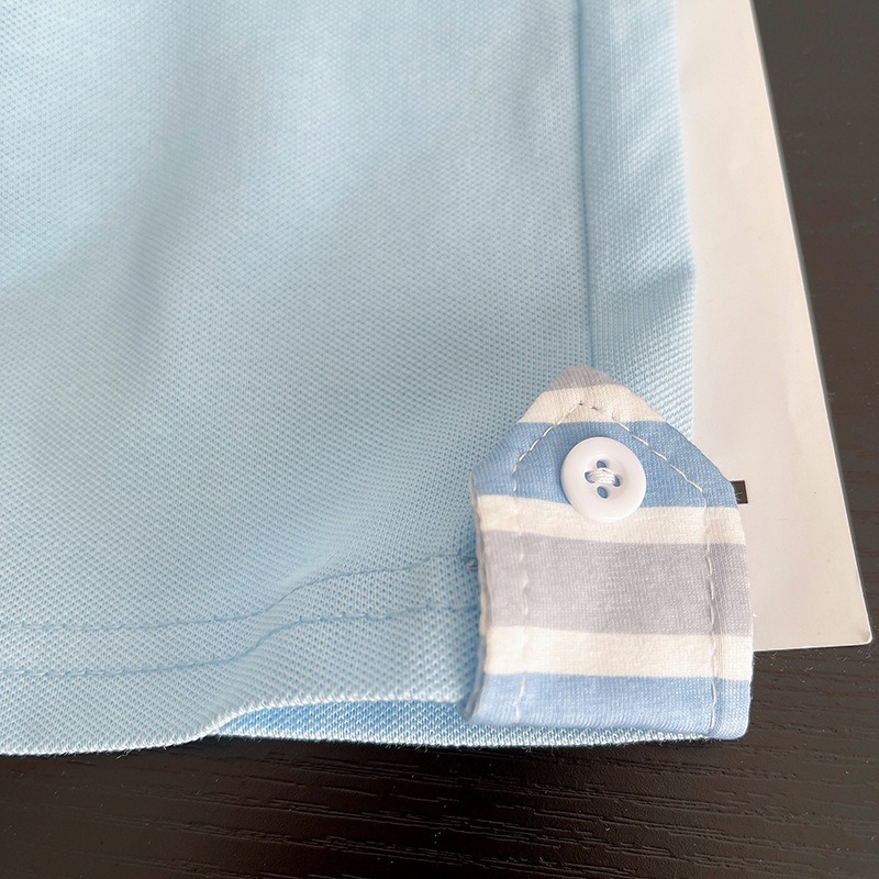 2pcs Toddler Boys Striped Short Sleeve & Shorts With Round Label Detail