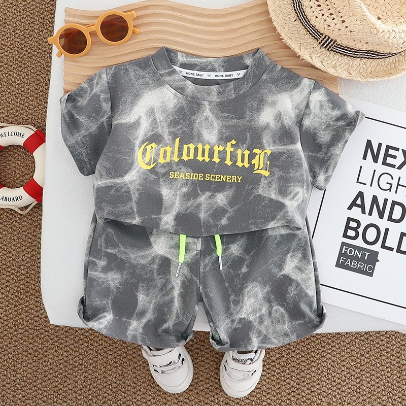 2pcs Toddler Boys Tie-Dye Short Sleeve & Shorts