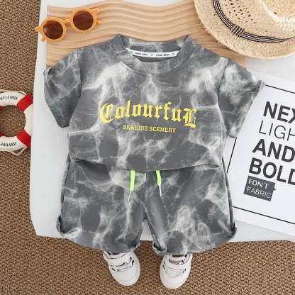 2pcs Toddler Boys Tie-Dye Short Sleeve & Shorts