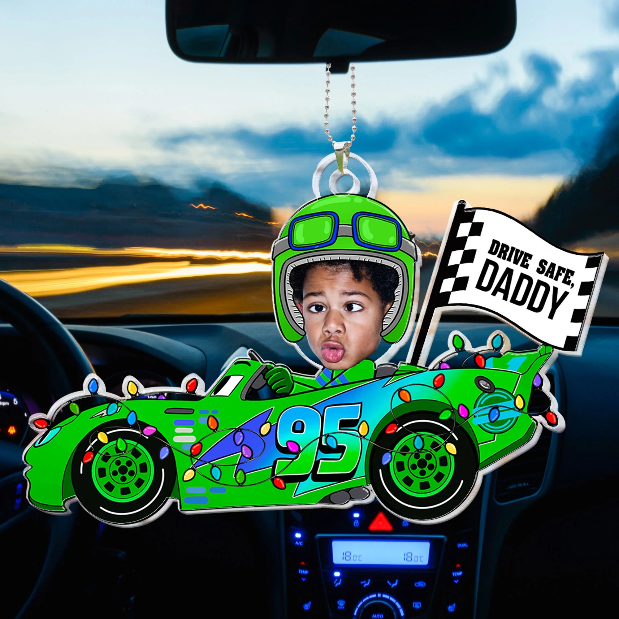 Personalized Photo Rear View Mirror Accessory - Drive Safe Daddy Custom Face Kid