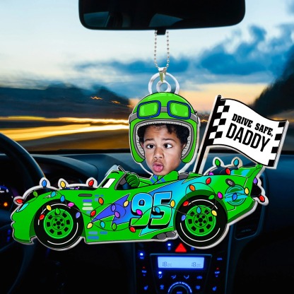 Personalized Photo Rear View Mirror Accessory - Drive Safe Daddy Custom Face Kid