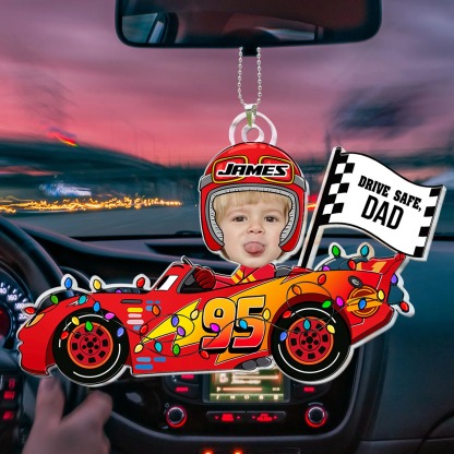 Personalized Photo Rear View Mirror Accessory - Drive Safe Daddy Custom Face Kid