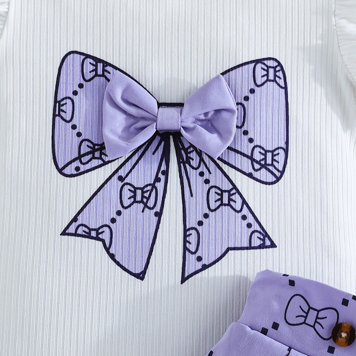 2pcs Toddler Girls Ruffle Sleeve Bow Blouse With Pleated Skirt