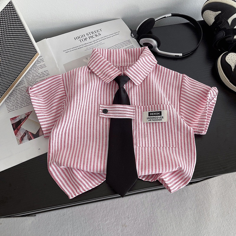 2pcs Toddler Boys Vertical Stripe Shirt & Formal Pants